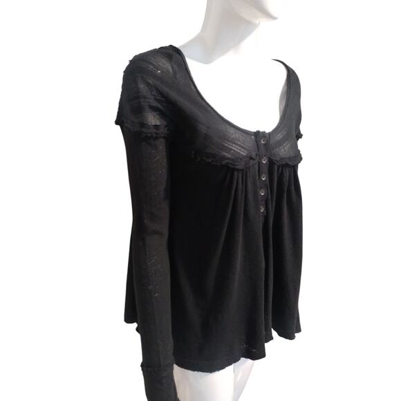 We the Free Down Under Womens size XS Oversized Grungecore Distressed Henley Top - Picture 5 of 12